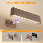 Magnetic Wireless Battery Operated Wall Sconce, Rechargeable Remote Control & Touch Control Wall Sconces Set of Two, 3-Color Temperatures LED Wall Lights, 360° Rotatable (Walnut, 2-Pack)