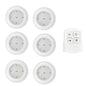 6 LED Light Set with Remote - Cool White for Cabinets & Displays