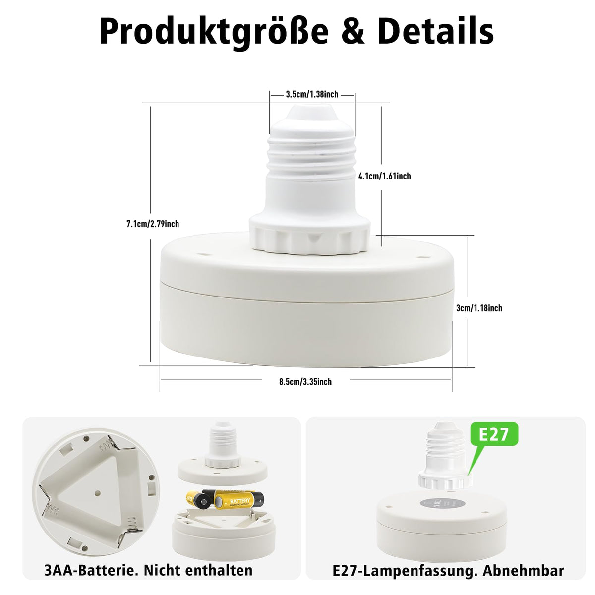 LED Battery Operated Lamps for Indoor Wall Light, E27, Remote Control and Touch Control CCT with E27 and Iron Piece for Living Room, Bedroom, Staircase, Hallway, Wireless Wall Light, Pack of 2