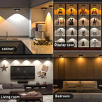 3 Lights LED Rechargeable Slim Cabinet Light, 2cm, Remote Control, Magnetic Mount