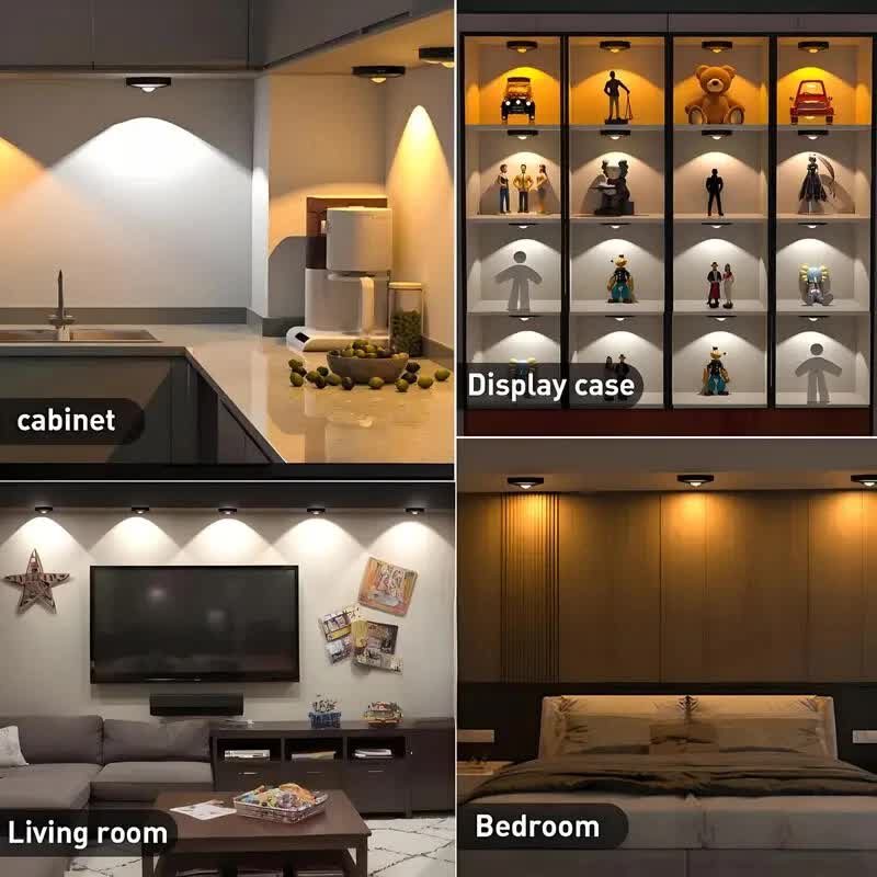 6 Lights LED Rechargeable Slim Cabinet Light, 2cm, Remote Control, Magnetic Mount