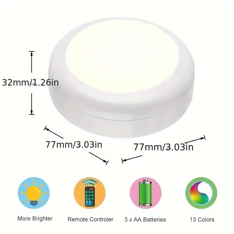 6 Pack RGBW LED Cabinet Lights, Remote Control, Battery Powered