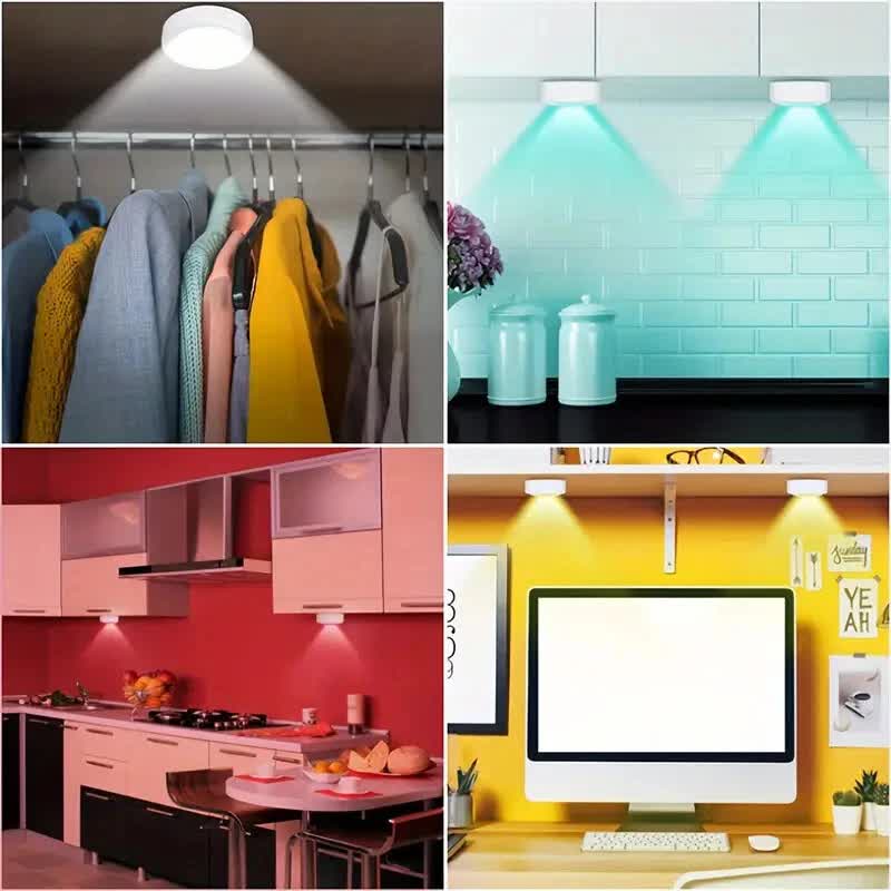 6 Pack RGBW LED Cabinet Lights, Remote Control, Battery Powered