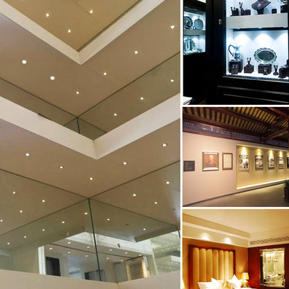 12V Under Cabinet LED Lights 9 Packs of Recessed Mini Downlights with Hardwired Cable and Connectors for Indoor Cupboard Bookshelf Stair Lighting (Cool White)