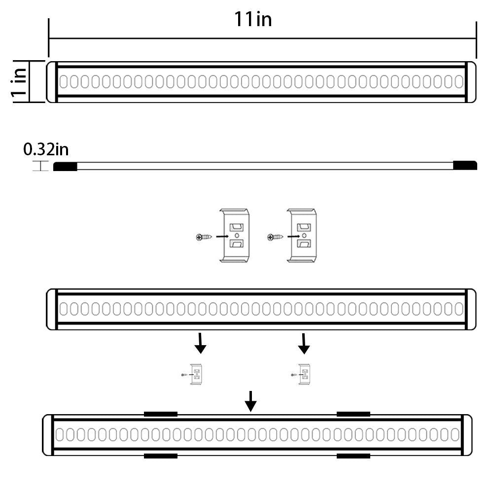 Dimmable Led Under Cabinet Lighting Bar Linkable Kits with Rocker Switch Under Counter Kitchen,Showcase,Shelf Lighting(3 Panel Kits Cold White)