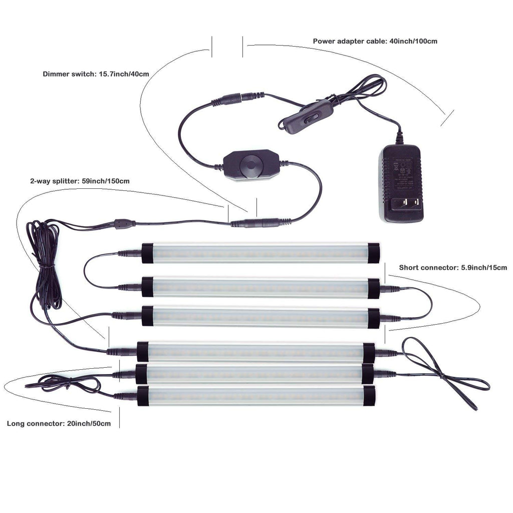 Dimmable Led Under Cabinet Lighting Bar Linkable Kits with Rocker Switch Under Counter Kitchen,Showcase,Shelf Lighting(8 Panel Kits Cold White)