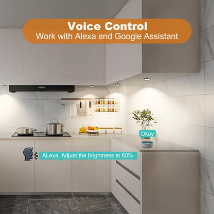3 Pack Smart Under Cabinet Lights Hardwired,Dimmable LED Light for Kitchen Under Cabinet with Alexa Google Remote APP Control for Under Counter Lights for Cabinet Closets(Warm White)