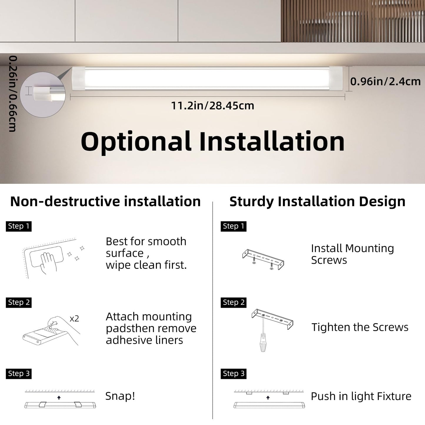 LED Under Cabinet Kitchen Lights for Motion Sensor Light,Dimmable 4000K Under Cupboard Light,Under Counter Light with Automatic Shut Off Timer (Natural White) [Energy Class E]
