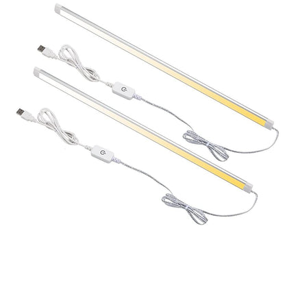 Dimmable Under Cabinet LED Lighting, Smart Touch Memory Function, 5V USB Powered LED Closet Light Bar CCT Color changing (50CM 2 Pack)