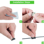 100PCS Cable Clips Black, AIBOO Upgraded Wire Clips Adhesive with 50PCS Small Size & 50PCS Large Size Cable Straps, Mini Cable Wire Management for Handling Under Cabinet Lighting with Cords