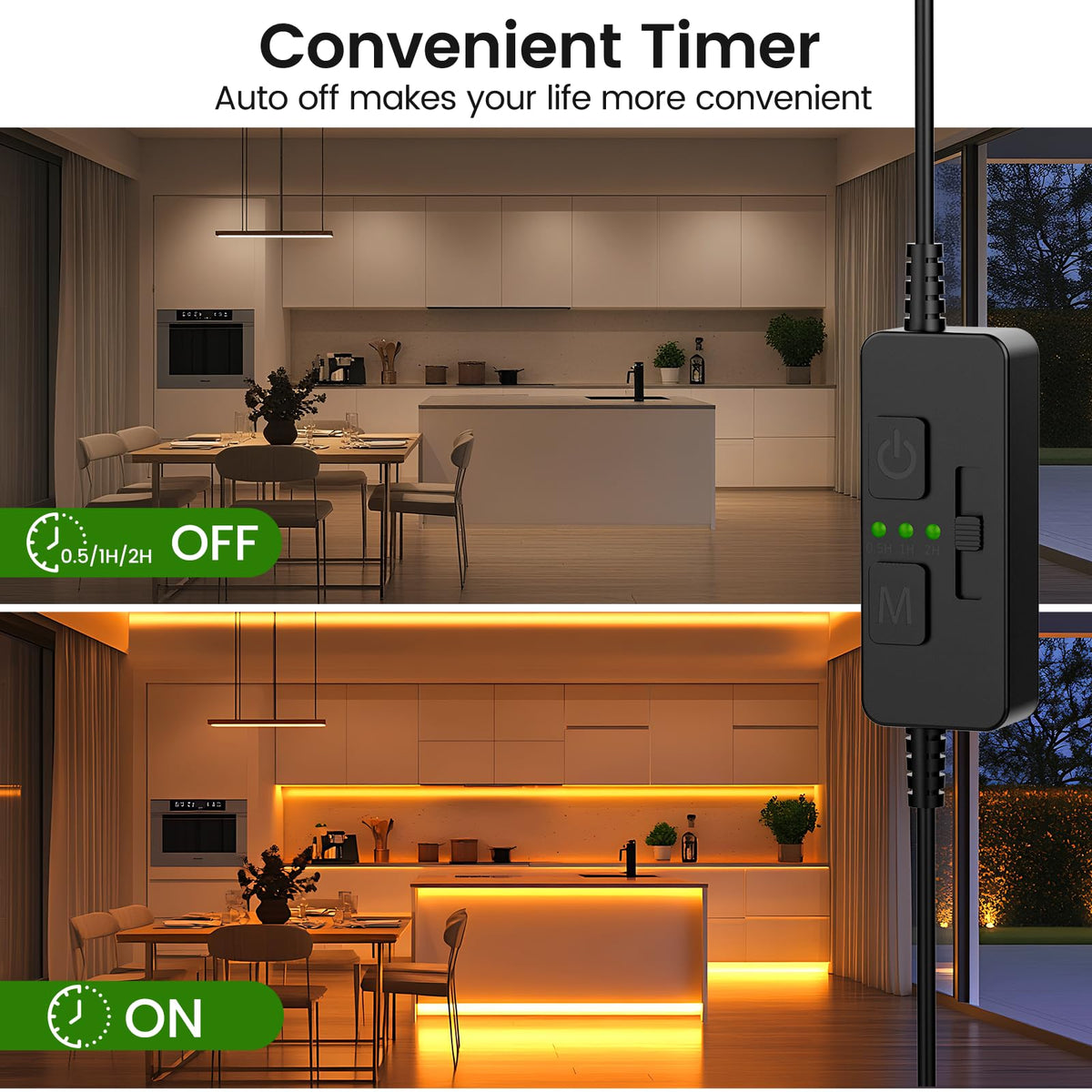 Single Color Slider Dimmer with Timer - PWM 1pc DC 5V/12V/24V LED Controller, 36W Max, Slide Brightness Control & Auto-Off for LED Strip Lights, Closet, Counter, Aquarium Lighting (Black)