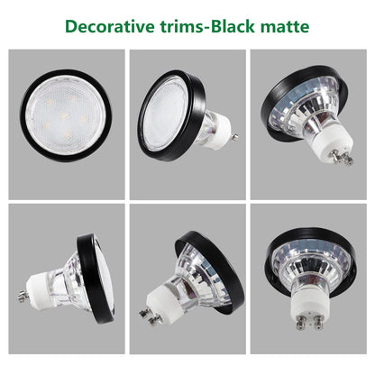 6 Pack GU10/MR16 Bulb Decorative Trim Rings, Heat Insulation Anti-Scald Protective Rings for Track Lighting, Snap-On Spring-Loaded Design (Matte Black)