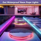 16.4FT Led Neon Rope Lights with APP/Remote Control, Flexible DIY Design, Music Sync Neon Lights for Wall Decor, Outdoor IP67 Waterproof, RGB LED Strip Lights for Bedroom, Living, Gaming, Party