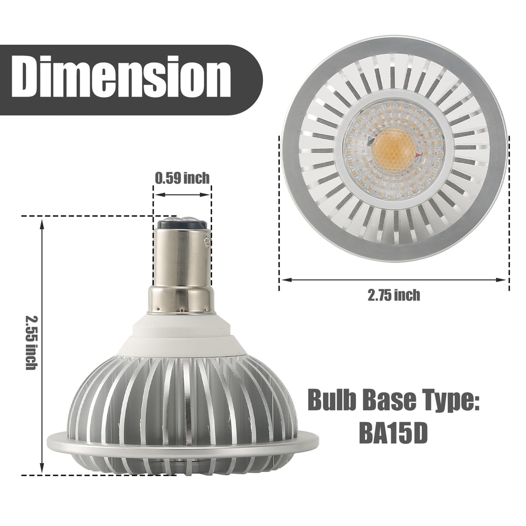 AR70 LED Light Bulb BA15D B15 Base, AC/DC12V Input, 7W 500lm for Home Household Commercial Lighting, 50W Halogen Lamp Replacement(Warm White,4 Pack)