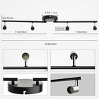 Kitchen Lights,Ceiling Lighting Kits, Swivelling Ceiling Spotlight for Bedroom, Kitchen and Living Room(GU10 LED Bulbs not Included) (4 Way Black)