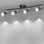 LED Ceiling Light,4 Way Rotatable Spot Lights for Ceiling,Flexible Ceiling Lights for Bedroom,Living Room, Black with Protectiv Bulb Trims(Gu10 Bulbs Not Included)
