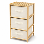 3 Drawer Bamboo Storage Chest Fabric Drawers Multi-Purpose Organiser for Bedroom Bathroom Laundry
