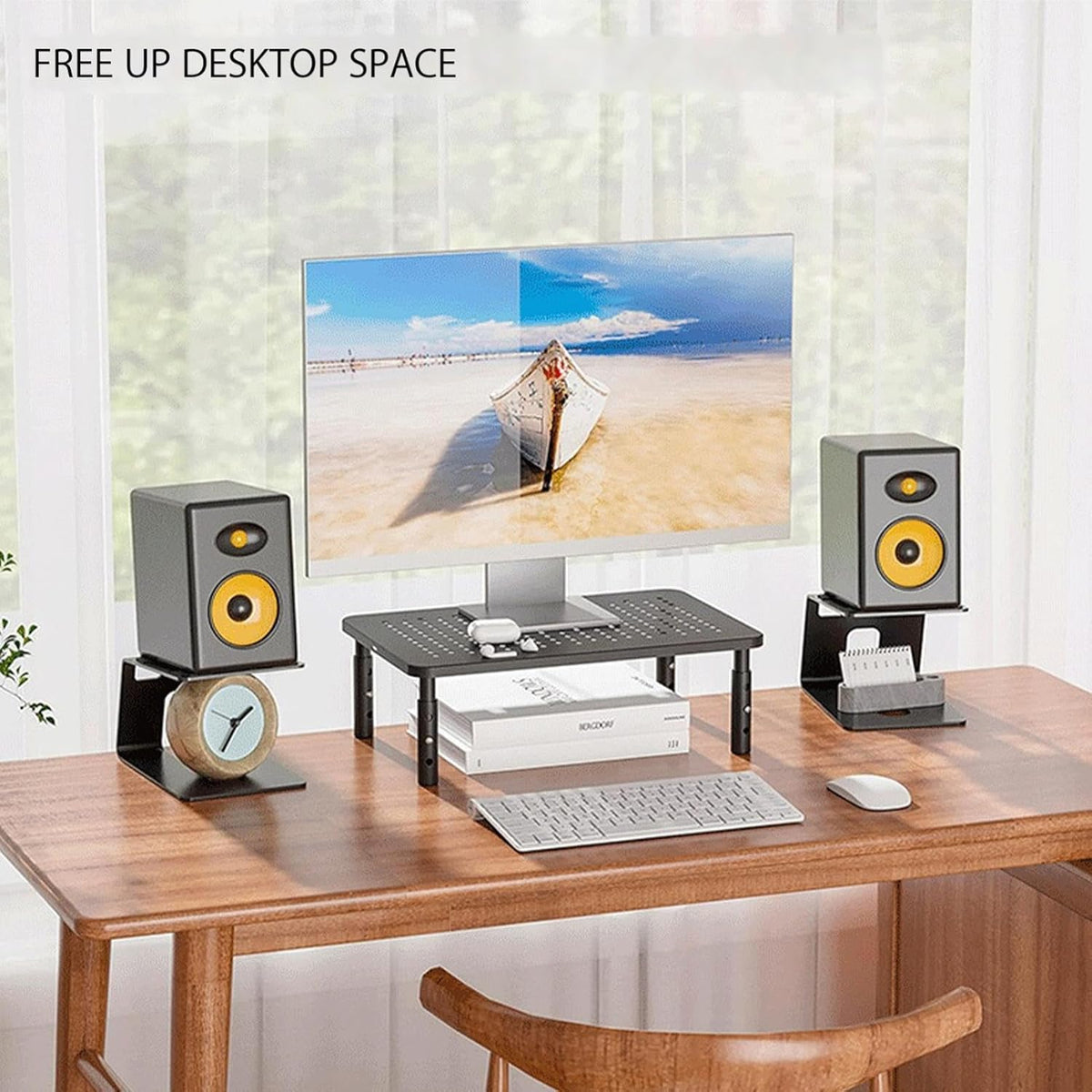 Studio Monitor Stand, 2-Pack Speaker Stands for Desk or Bookshelf, Stable Speaker Stands for Home Studio or Office