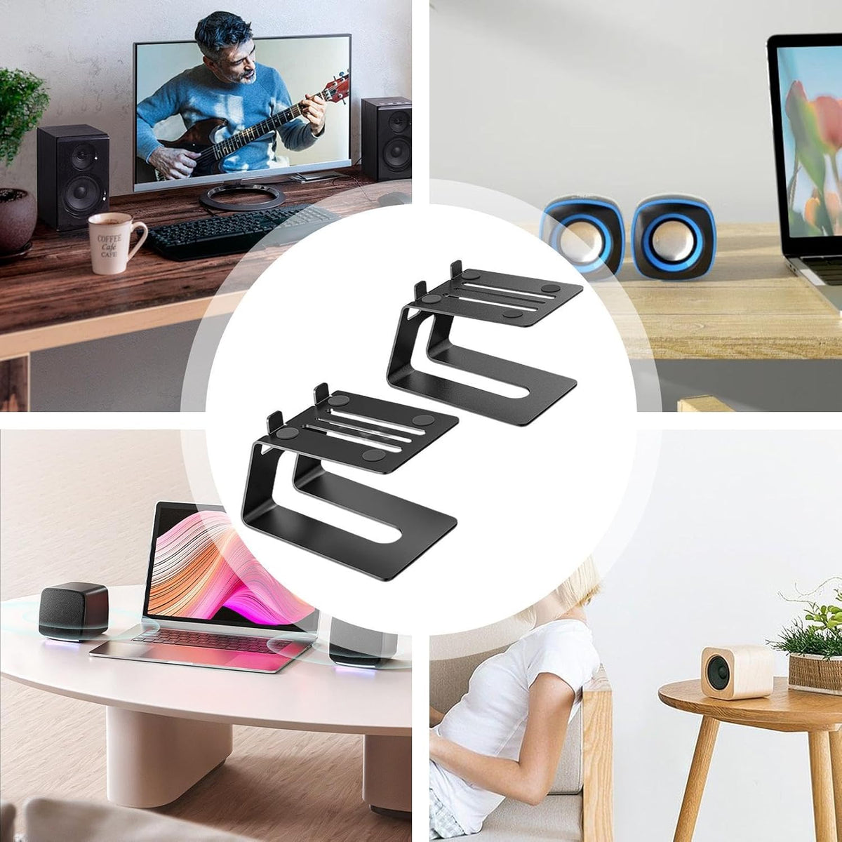 Studio Monitor Stand, 2-Pack Speaker Stands for Desk or Bookshelf, Stable Speaker Stands for Home Studio or Office