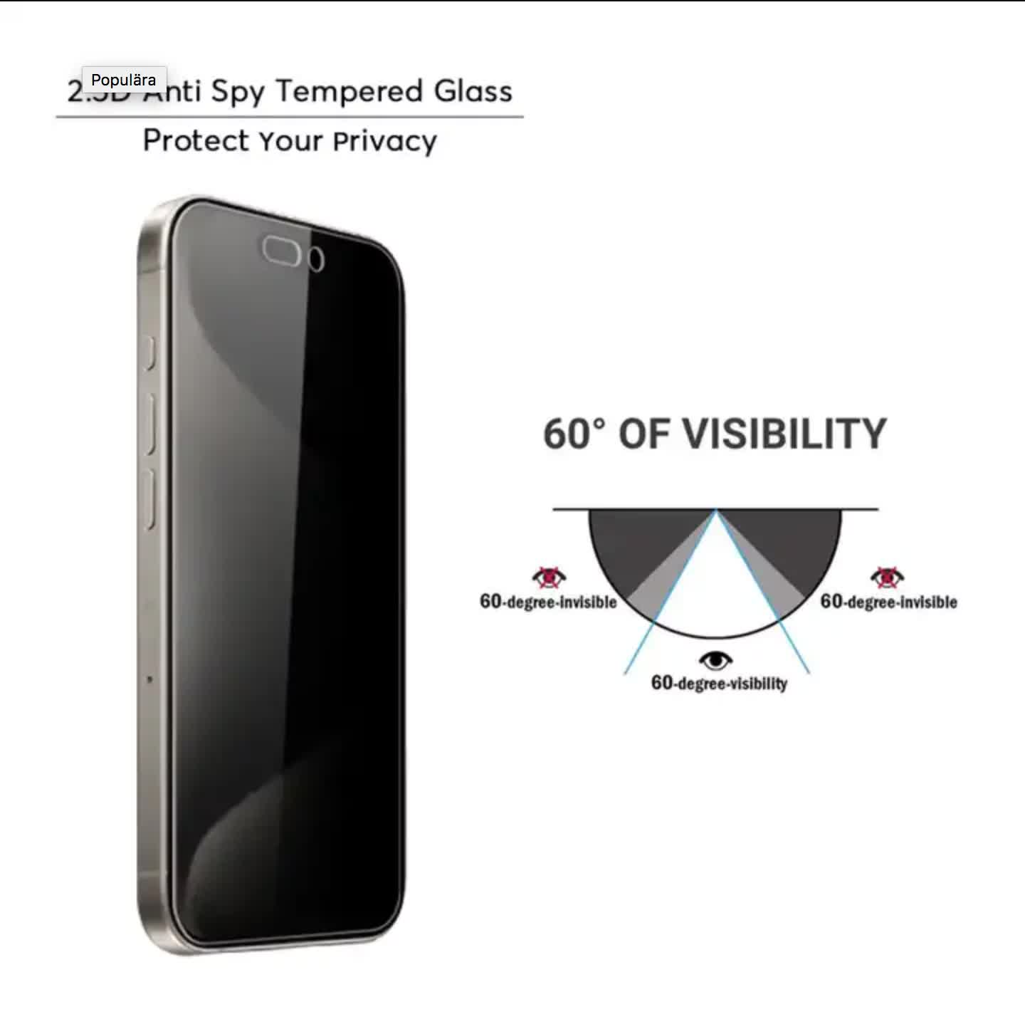 iPhone 16 Pro Max Privacy Tempered Glass Screen Protector 3-Pack