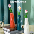 Plastic Vase Imitation Ceramic Flower Pot Table Arrangement Dark Blue