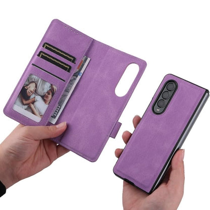 Compatible with Samsung Galaxy Z Fold 3 Case, Magnetic Leather Protective Cover with Card Slot \u0026 Stand, Samsung, Blue