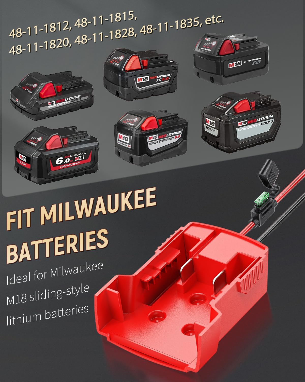 Power Wheel Adapter for Milwaukee M18 Battery, Peg-Perego Milwaukee Battery Adapter with Original Wire Harness Connector, DC Power Adapter Conversion for Peg-Perego Children's Riding Toys