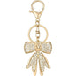 Sparkly Cute Initial Letter Rhinestone Bow Keychain for Women Gold Tone Bag Charms Coquette Aesthetic Purse Charms
