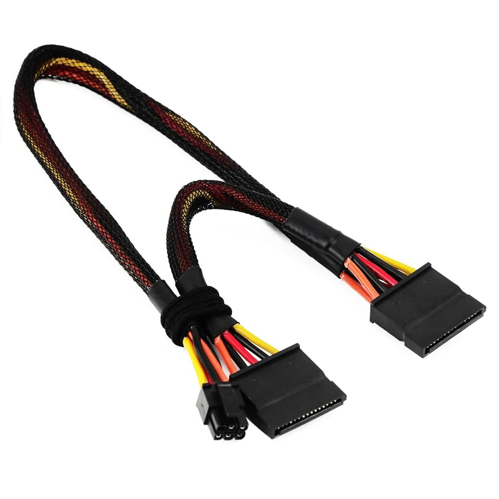 SATA 15 Pin x2 to Mini 6 Pin ATX Cord Compatible with Dell Inspiron 3653 3650 HDD SATA Power Cable 12inch/30cm