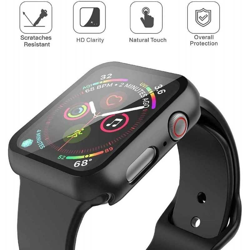 Compatible with Apple Watch 40mm Shockproof Case and 9H Tempered Glass 2-Pack Rose Gold