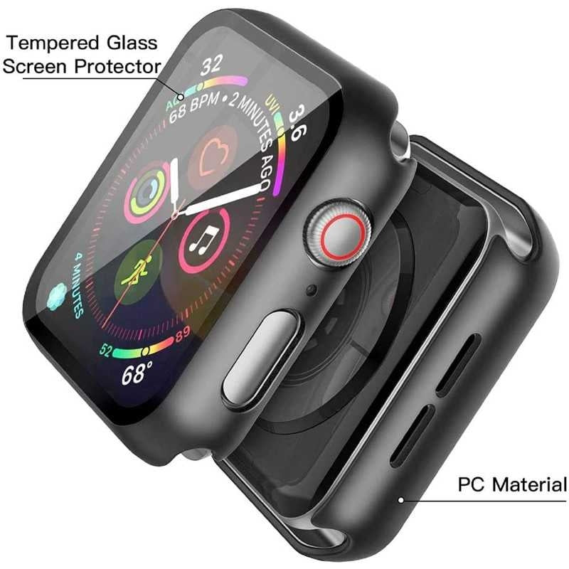 Compatible with Apple Watch 40mm Shockproof Case and 9H Tempered Glass 2-Pack Rose Gold