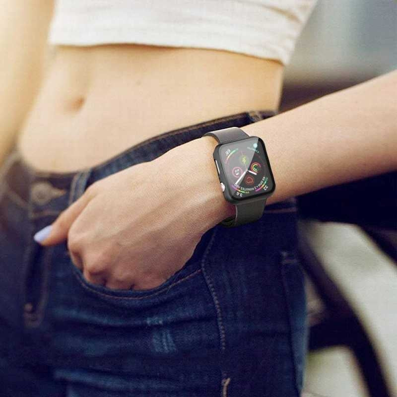 Compatible with Apple Watch 40mm Shockproof Case and 9H Tempered Glass 2-Pack Rose Gold