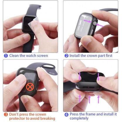 Compatible with Apple Watch 40mm Shockproof Case and 9H Tempered Glass 2-Pack Rose Gold