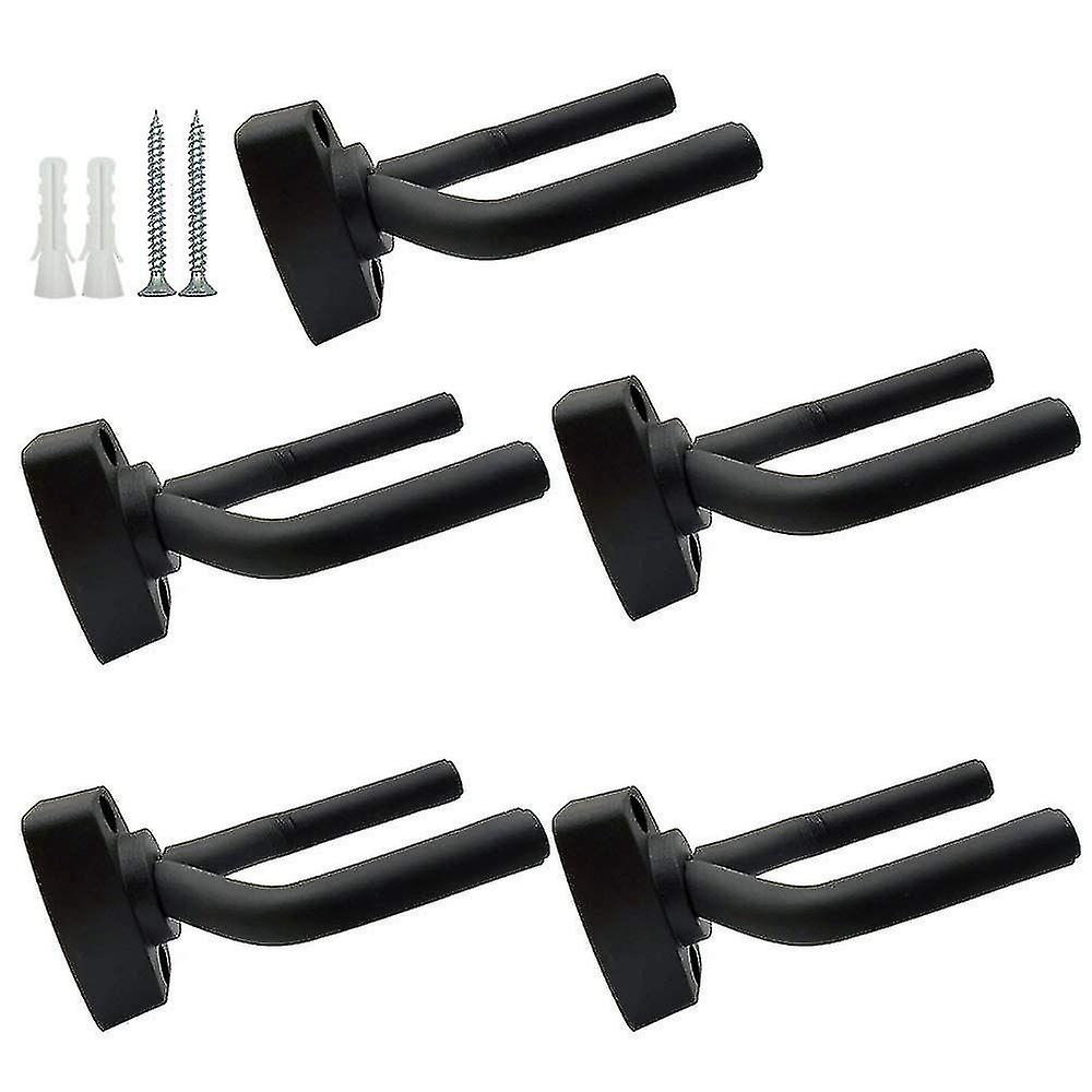 Guitar Hanger Wall Mount 5-Pack Black with Screws Compatible with Guitars