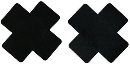 10-pack Disposable X, Plus Sign, Cross Self-Adhesive Satin Nipple Cover Pasties Stickers Black Black Black