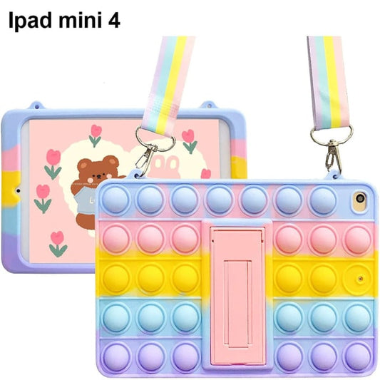 compatible with Tablet Case-Bear Head Color + Lanyard-IPAD mini 4_max