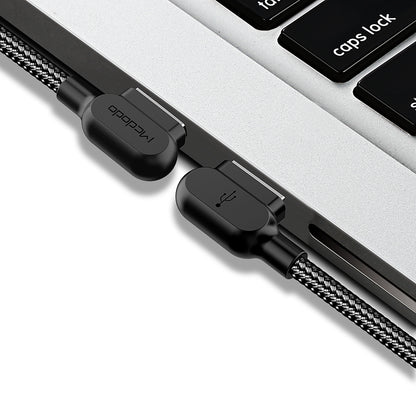 Compatible with Apple McDodo CA-4673 Angled Lightning Cable 1.8m 2A Fast Charging with LED iPhone iPad Black