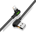 Compatible with Apple McDodo CA-4673 Angled Lightning Cable 1.8m 2A Fast Charging with LED iPhone iPad Black