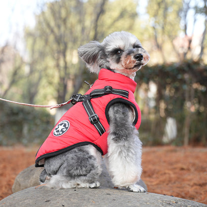 Waterproof Dog Winter Jacket with Harness Pink Size S Fleece Lined Zipper