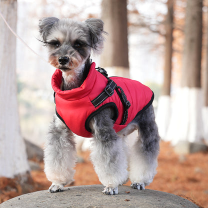 Waterproof Dog Winter Jacket with Harness and Fleece, Compatible with Orange S Size