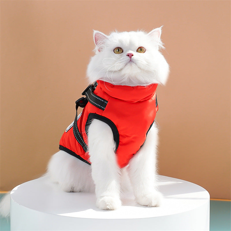 Waterproof Dog Winter Jacket with Harness and Fleece, Compatible with Orange S Size