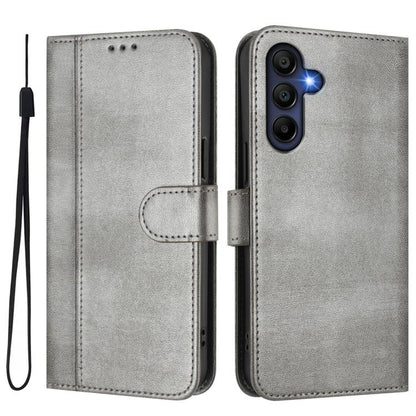 Compatible with Samsung Galaxy A17 5G Case in Grey Retro Leather with Stitching