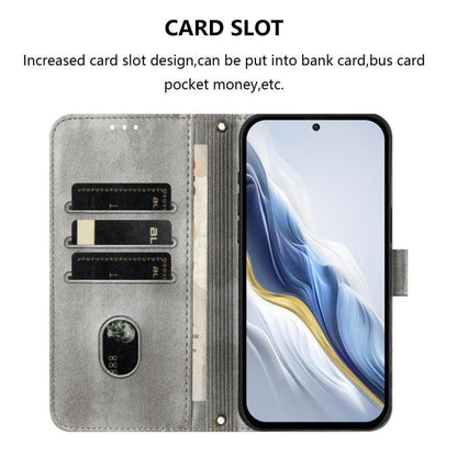 Compatible with Samsung Galaxy A17 5G Case in Grey Retro Leather with Stitching