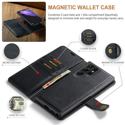 DG.MING Magnetic Wallet Case Compatible withSamsung Galaxy S22 Ultra Black 2-in-1