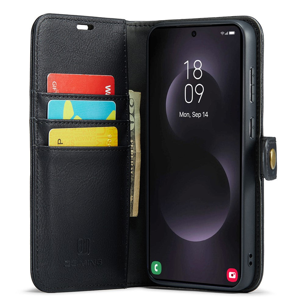 Magnetic Wallet for Compatible with Samsung Galaxy S25 Edge Black Case 2-in-1 with Card Holder
