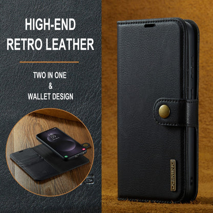 Magnetic Wallet for Compatible with Samsung Galaxy S25 Edge Black Case 2-in-1 with Card Holder