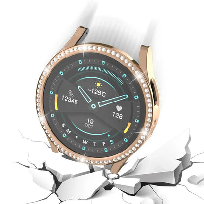Compatible with Samsung Galaxy Watch 6 5 4 40mm 44mm Case PC Clear Bumper with Diamond Coating for Single Row Shiny Protection
