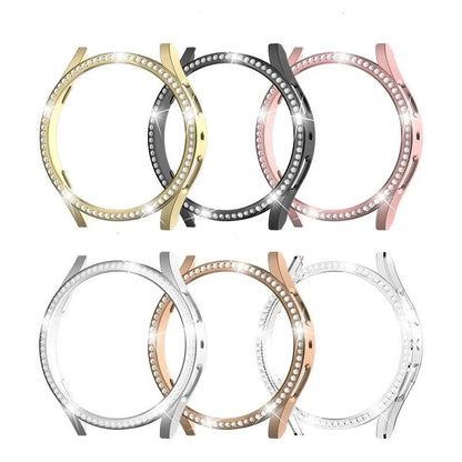 Compatible with Samsung Galaxy Watch 6 5 4 40mm 44mm Case PC Clear Bumper with Diamond Coating for Single Row Shiny Protection