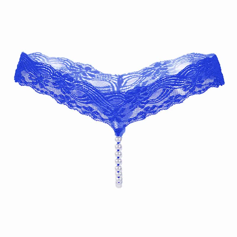 Sexy Lace Underwear Women Back Bow Panties Women G-String T-Back Thong Transparent Lingerie Cute With Beads KL107Pink One Size