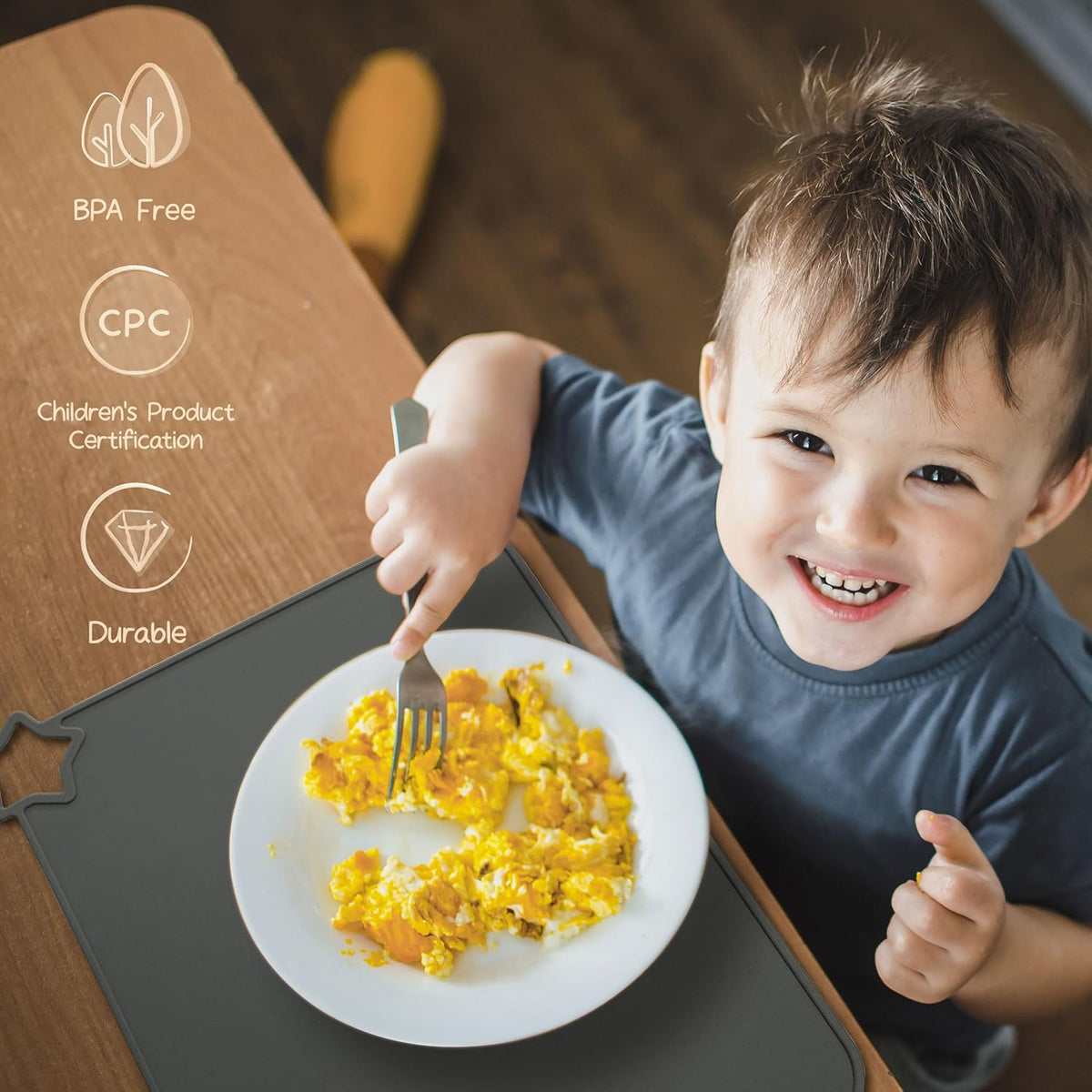 Silicone Baby Placemat 2-Pack Non-Slip Washable BPA-Free for Kids Light Mauve Skin Tones
